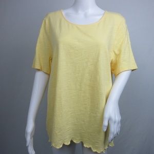 Chico's Yellow Top Scallop Hem Size 2